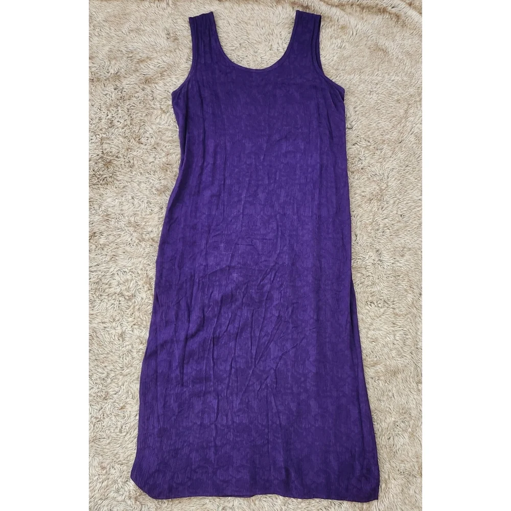 donna ricco purple dress Donna Ricco Dress 100% Silk Chiffon Sleeveless Fit-Flared Purple Size 4P